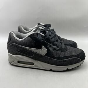 Nike Air Max 90 Premium Shoes Womens Size 8 Black Gray Casual Denim Low Sneakers